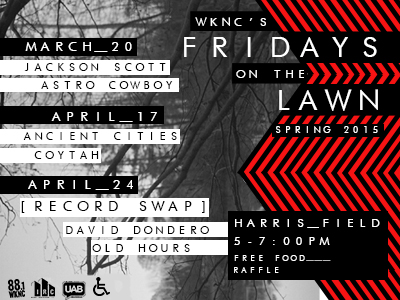 WKNC spring 2015 Fridays on the Lawn flier