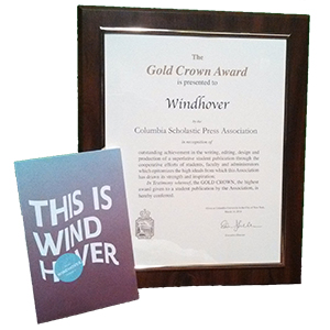 The 2013 Windhover, edited by Lisa Dickson, won the Gold Crown award